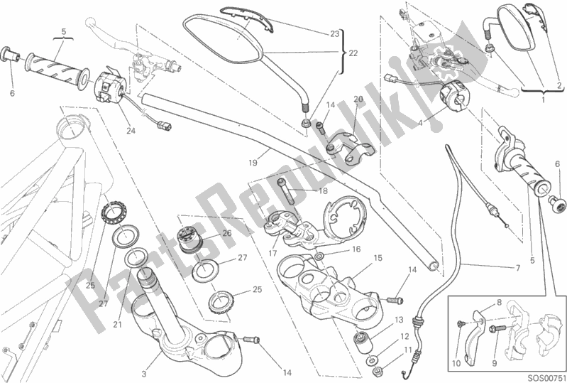 Todas as partes de Guiador E Controles do Ducati Scrambler Icon Thailand USA 803 2018